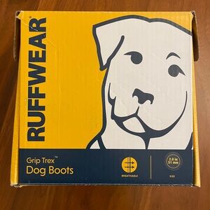 RuffWear Grip Trex Dog Boots in Yellow and Blue Box